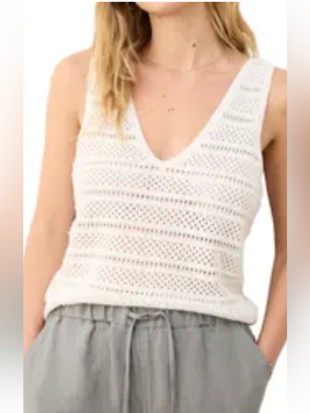 Marine Layer White Crochet V-Neck Camisole